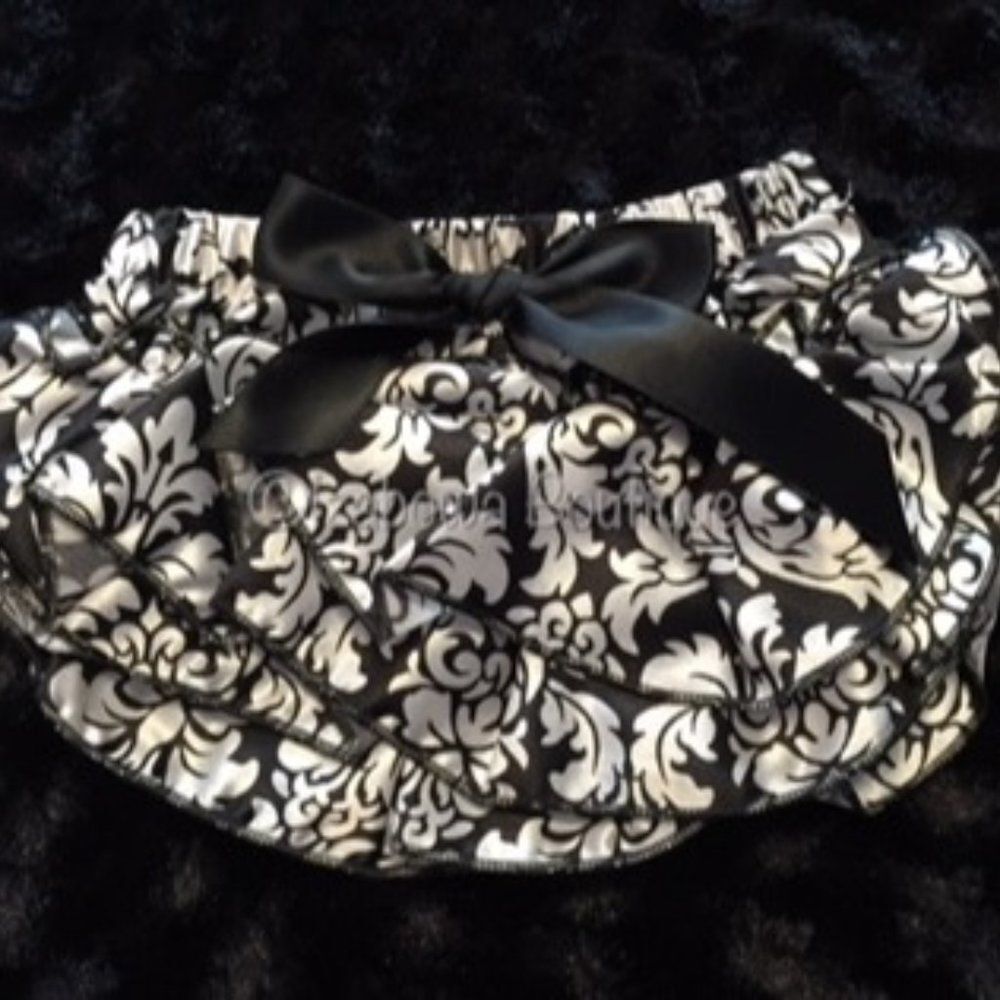 Damask Satin Bloomers with Black Satin Bow SATDABL NWT Boutique